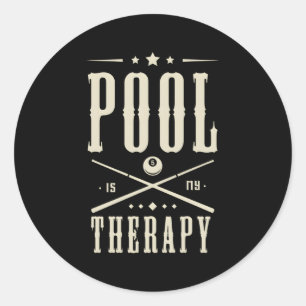 Sticker Rond Billard de piscine est ma thérapie dit