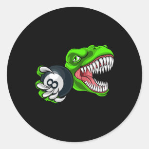 Sticker Rond Billard drôle T-rex Art Billard Jouant au Pool P