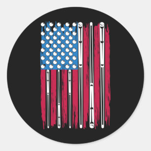 Sticker Rond Billard Et Drapeau Américain Fabriqué Pour Un Bill