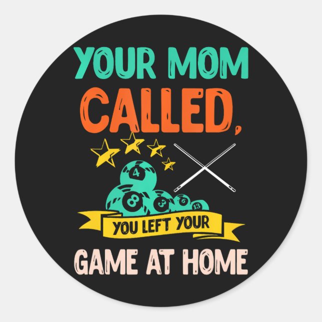 Sticker Rond Billard Joueur Billard Pool à 8 balles (Devant)