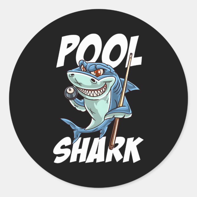 Sticker Rond Billard Pool Shark Snooker Hall Joke Billard (Devant)