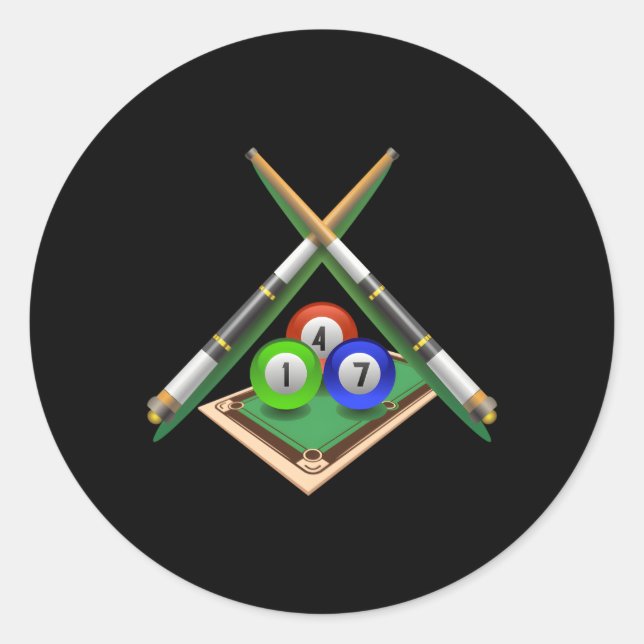 Sticker Rond Billard Pour Billard Jouer Piscine (Devant)