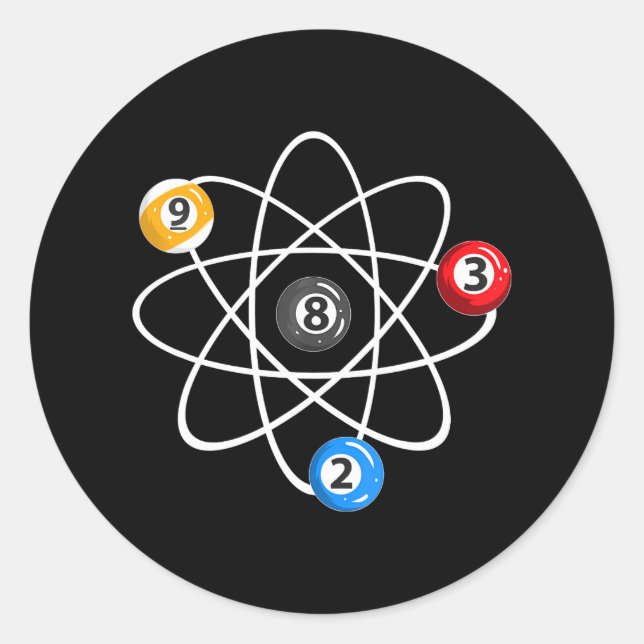 Sticker Rond Billiard Balls 2 3 8 9 Atom Joueur Billiard (Devant)