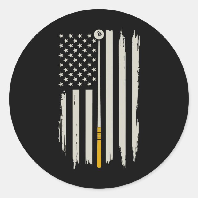 Sticker Rond Billiard Pool Player Billiards Table Etats-Unis Am (Devant)