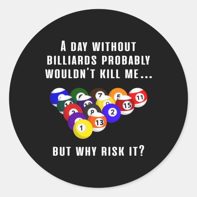 Sticker Rond Billiard Snooker Pool Billiards 8 Ball Funny Cadea (Devant)