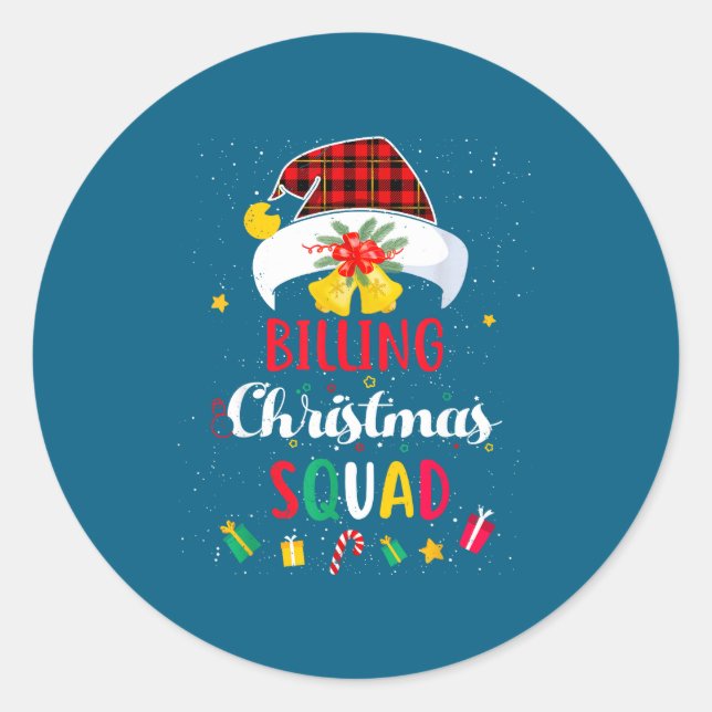 Sticker Rond Billing Christmas Squad Santa Hat Billing Speciali (Devant)