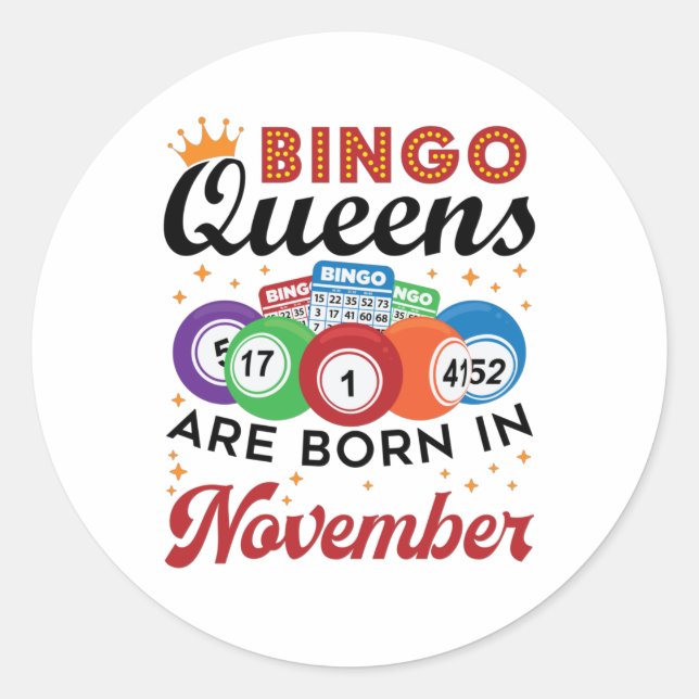 Sticker Rond Bingo Anniversaire Femmes Novembre (Devant)