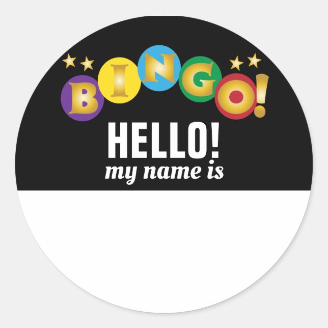 Sticker Rond Bingo Hello Name Tag (Devant)