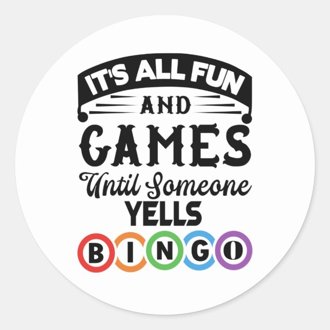 Sticker Rond Bingo mot art jeu (Devant)