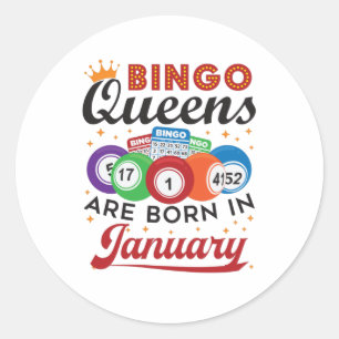Sticker Rond Bingo Queens Are Born in Janvier Anniversaire