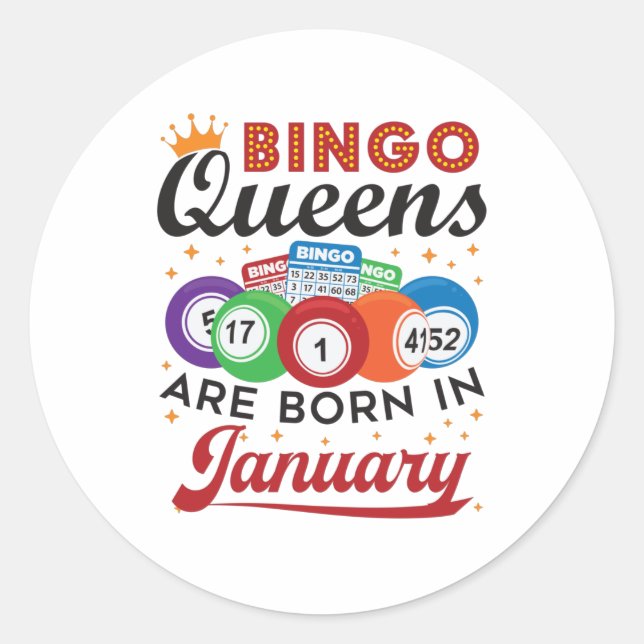 Sticker Rond Bingo Queens Are Born in Janvier Anniversaire (Devant)