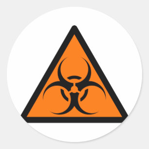 Sticker Rond Bio risque ou orange de avertissement de symbole