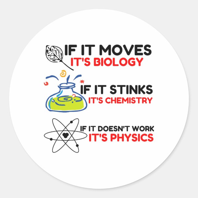 STICKER ROND BIOLOGIE SCIENTIFIQUE CHIMIE PHYSIQUE (Devant)
