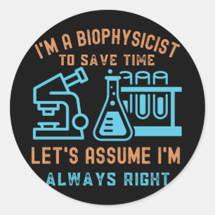 Sticker Rond Biophysicien Anniversaire, I Love Biophysics5