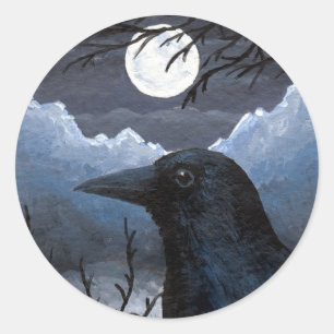 Sticker Rond Bird 58 Crow Raven