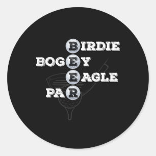 Sticker Rond Birdie Bogey Eagle Par Beer Golf Ball Funny Golfeu