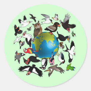 Sticker Rond Birdorables autour du monde