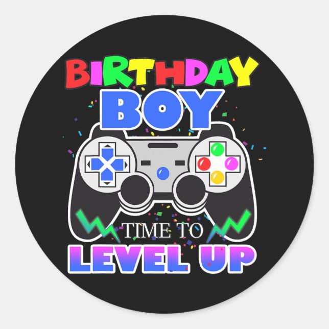 Sticker Rond Birthday Boy Time to Level Up Video Game Birthday (Devant)
