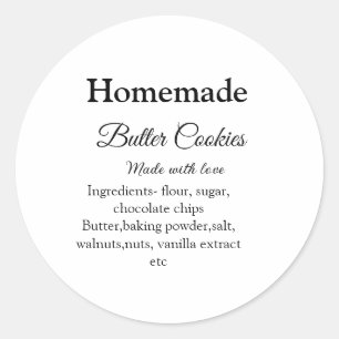 Sticker Rond Biscuits au beurre faits maison avec amour ajoutez