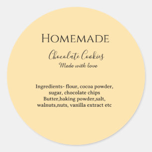 Sticker Rond Biscuits au chocolat faits maison avec amour ajout