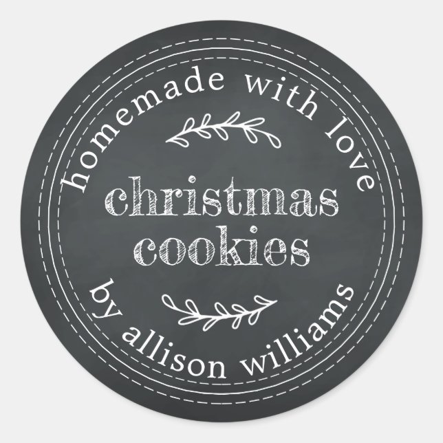 Sticker Rond Biscuits de Noël faits maison rustiques Tableau no (Devant)