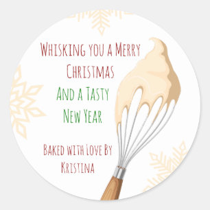 Sticker Rond Biscuits de Noël Personnalisés avec une Blague sur