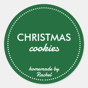 Sticker Rond Biscuits de Noël simples et verts faits maison