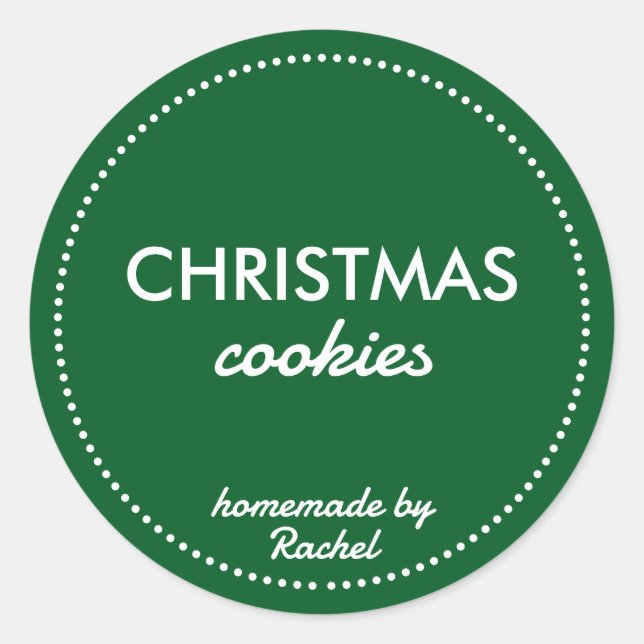 Sticker Rond Biscuits de Noël simples et verts faits maison (Devant)