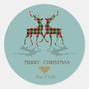 Sticker Rond Bison adorable Rennes Plaid, Coeur