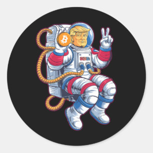 Sticker Rond Bitcoin À La Lune Astronaut Btc Crypto Fomo Trum