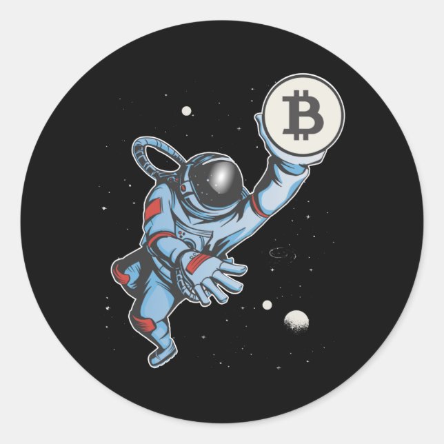Sticker Rond Bitcoin à l'astronaute de lune (Devant)