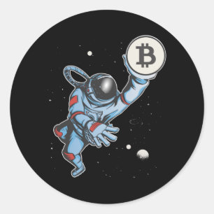 Sticker Rond Bitcoin à l'astronaute de lune