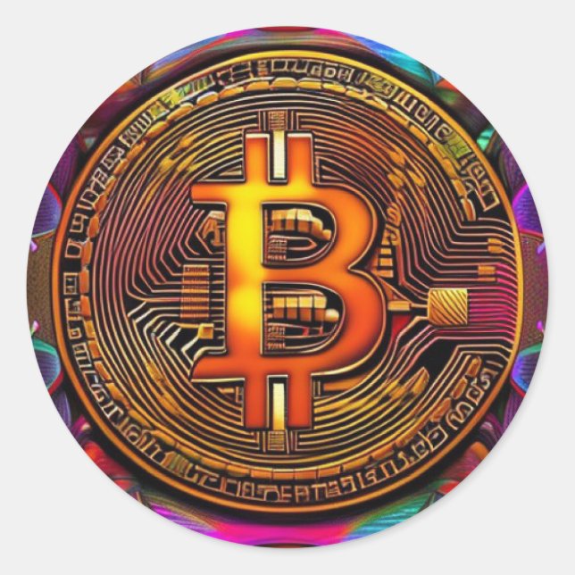 Sticker Rond Bitcoin Art BTC Cryptomonnaie Art (Devant)