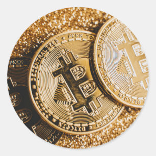 Sticker Rond Bitcoin d'or  