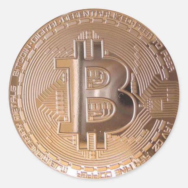 Sticker Rond Bitcoin metallic made of copper. M1 (Devant)