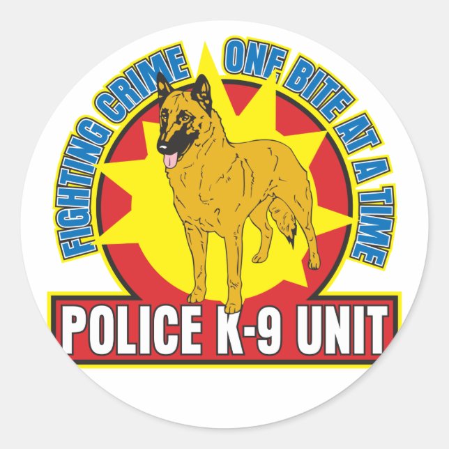 Sticker Rond Bite Malinois Belge K9 (Devant)