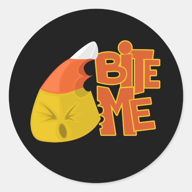 Sticker Rond Bite Me - Candy Corn (Devant)
