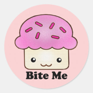 Sticker Rond Bite Me Cupcake