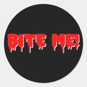 Sticker Rond Bite Me Vampire Halloween
