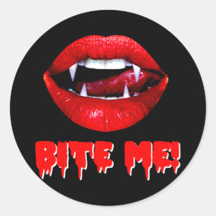 Sticker Rond Bite Me Vampire Halloween