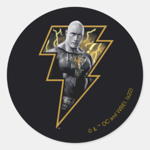 Sticker Rond Black Adam Grey et Gold Lightning Graphic