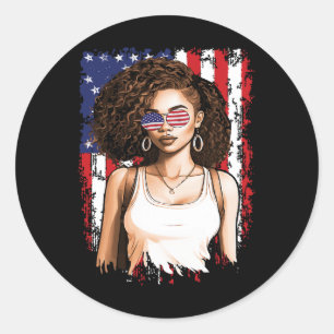 Sticker Rond Black African American 4 juillet Drapeau Patriotiq