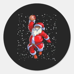 Sticker Rond Black African American Santa Claus Basketball afro