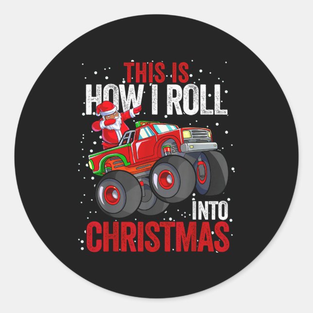 Sticker Rond Black African American Santa Claus Monster Truck C (Devant)