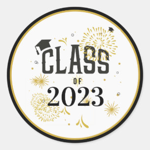 Sticker Rond Black and Gold 2021 Graduation Celebration Party I