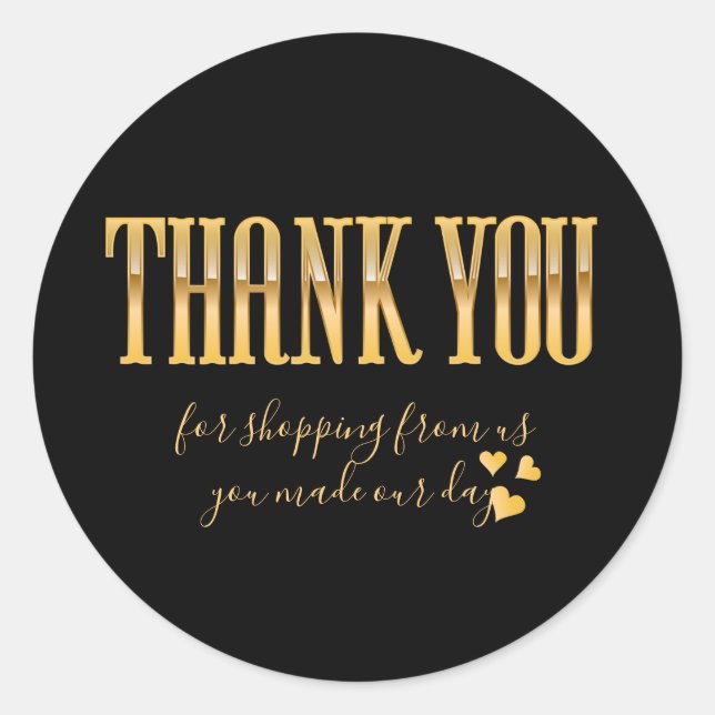 Sticker Rond black and gold chic business merci (Devant)