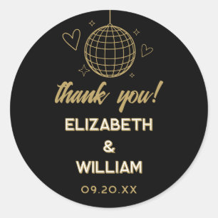 Sticker Rond Black And Gold Disco Super les années 70 Mariage M