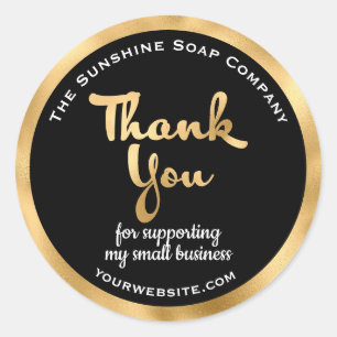 Sticker Rond Black and gold foil business merci