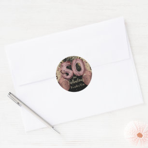 Sticker Rond Black and Rose Gold Parties scintillant 50e annive