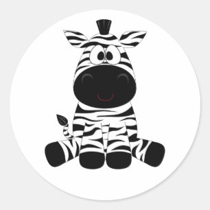 Sticker Rond Black and White Baby Zebra fun